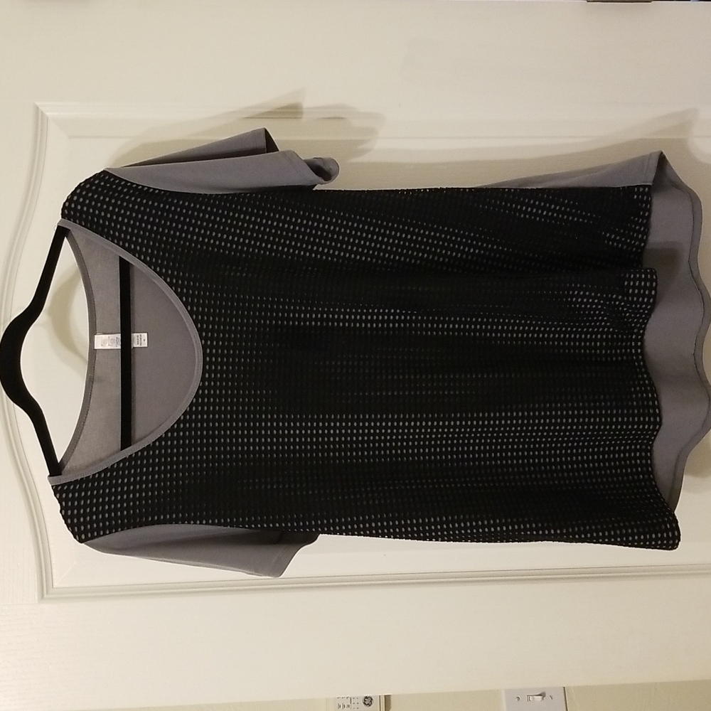 LuLaRoe Olive Green Classic Tee with Black Mesh Front Size XL